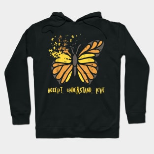 Accept Understand Love Butterfly Autism Awareness Hoodie